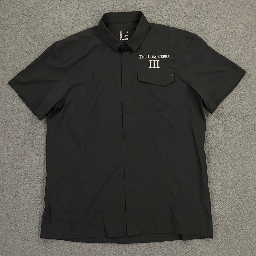 Arcteryx Skyline Shirt Mens Large Black Lumineers III Technical Snap Button Up